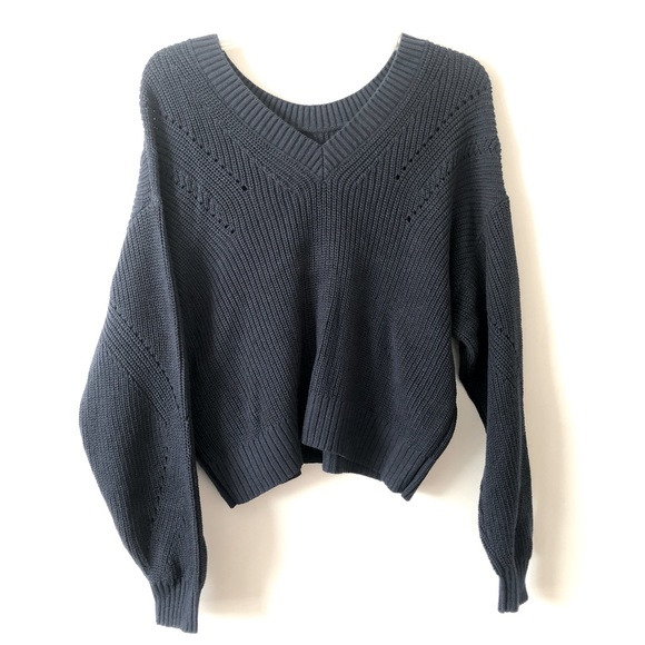 Lucky Brand Crop Rib Pullover Reversible Sweater - Picture 9 of 9